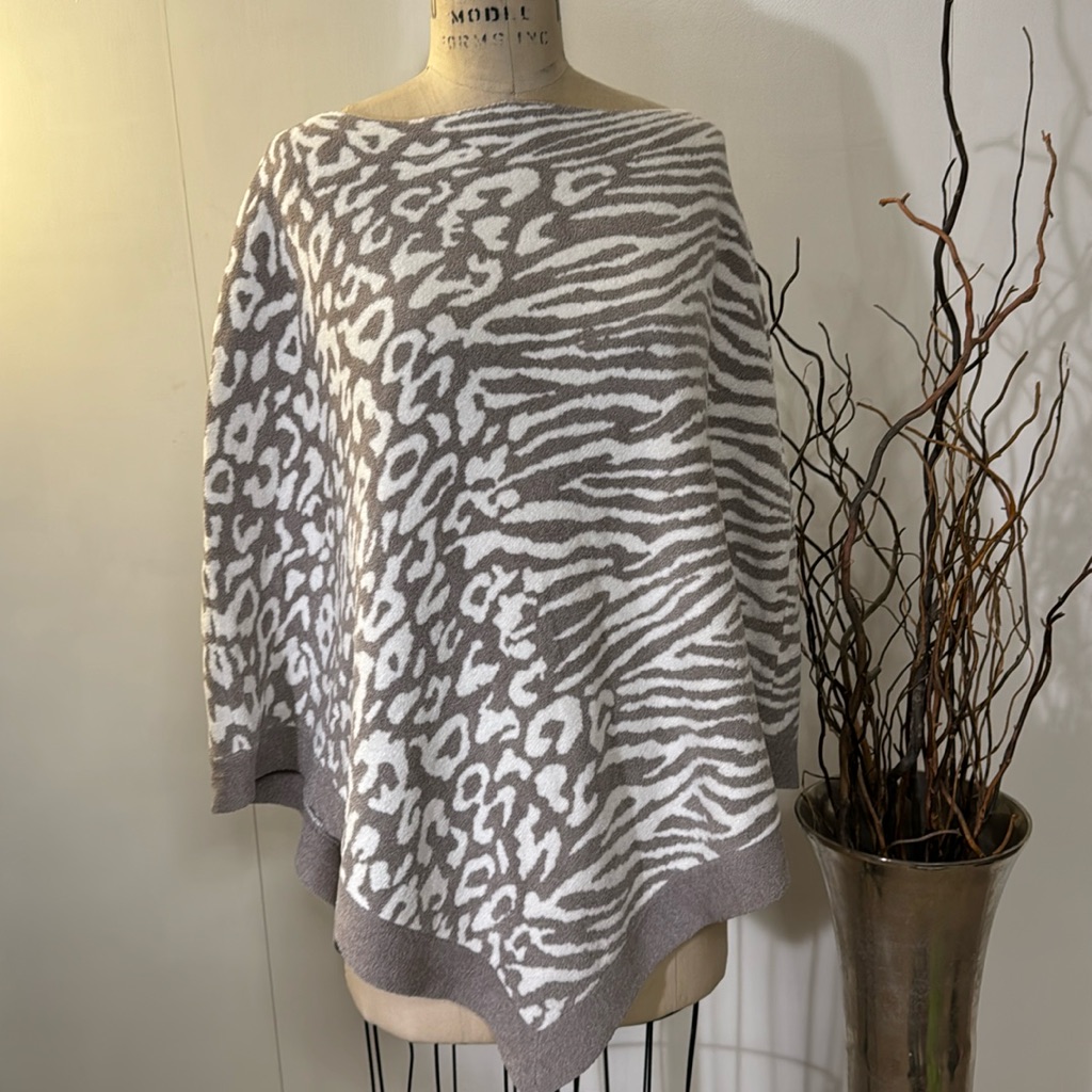 Barefoot Dreams Gray Animal Print Shawl